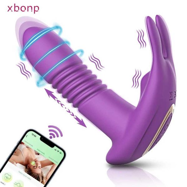 Outros itens de beleza de saúde Bluetooth App Vibrator controlado para mulheres empurrando o vibrador de vibração do vibrador G estimulador de clitóris de ponto Use calcinha Toys T240510