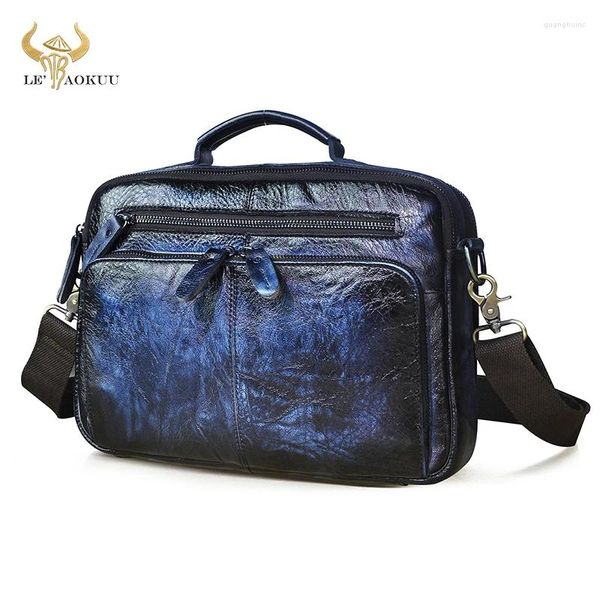 Bolsa de luxo em couro genuíno masculino de moda masculina horizontal Design Messenger Design Satchel Cross-Body 9.8 