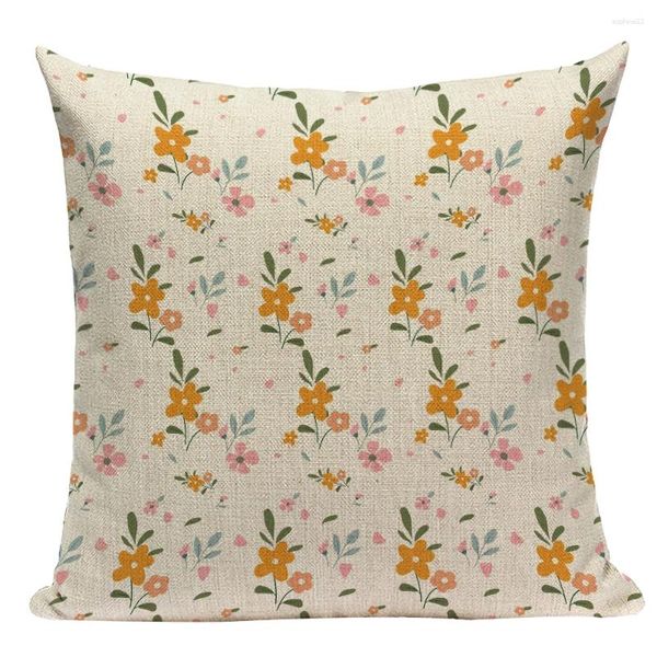 Kissenwurf Kissen Stuhl Polster Retro Blumensofa Kreativ Einfacher Kissenbezug Deckung Wohnkultur 45x45 Künstlerische Blumen E2227