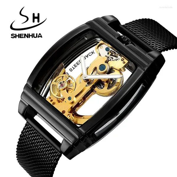 Orologi da polso Shenhua Hollow Men Guarda trasparente Sport orologio maschile in acciaio meccanico automatico trasparente