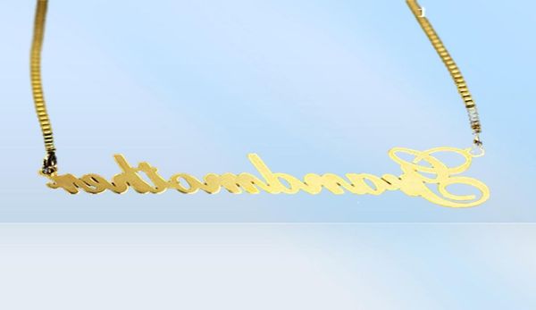 Nome della catena personalizzata a scatola lunga dorata Nome del girocollo femminile da donna Personalized Name di regalo di Natale con damigella d'onore da damigella Mujer224z1555587