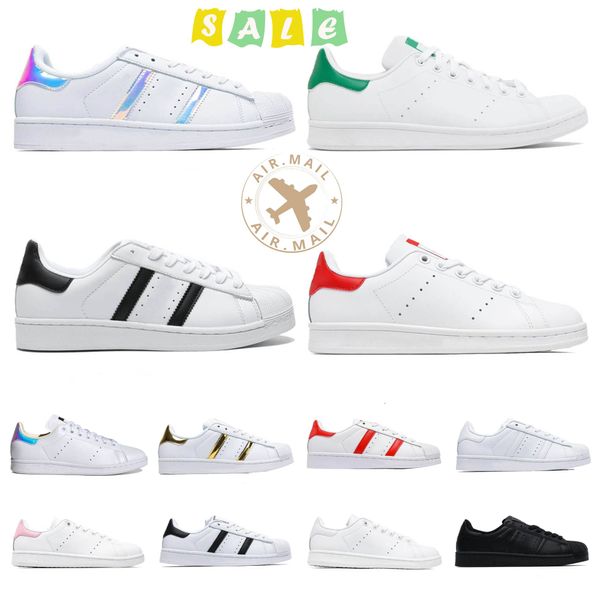 2024 Fashion Stan Smith Superstars Casual Scarpe uomini Donne Triple Black Bianco Oreo Laser Golden Platform Sneakers Sneaker Flat Allenatori Flatdoor Sports Designer