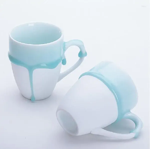 Canecas jingdezhen cerâmica caneca caneca copo de café amantes de amantes de dinheiro fluindo do café da manhã de leite criativo de leite