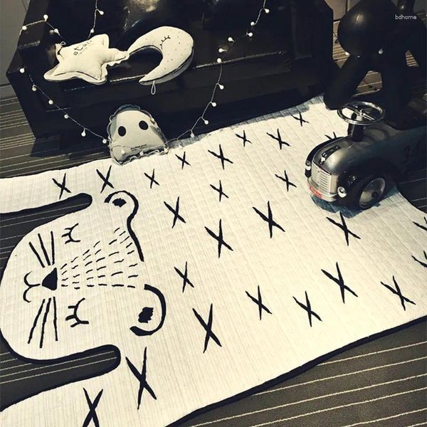 Teppiche Tiger gedruckte Kinder Teppich Nachahmung Leder Teppiche natürliche Formdekoration Matte Kinder Slip -Spiel Krabbeln