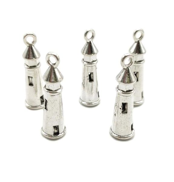 100 pezzi Lighthouse Lighthouse Antique Ciondoli Silver Pendants Fare fai da te per orecchini in bracciale con collana 825mm DH04821536253