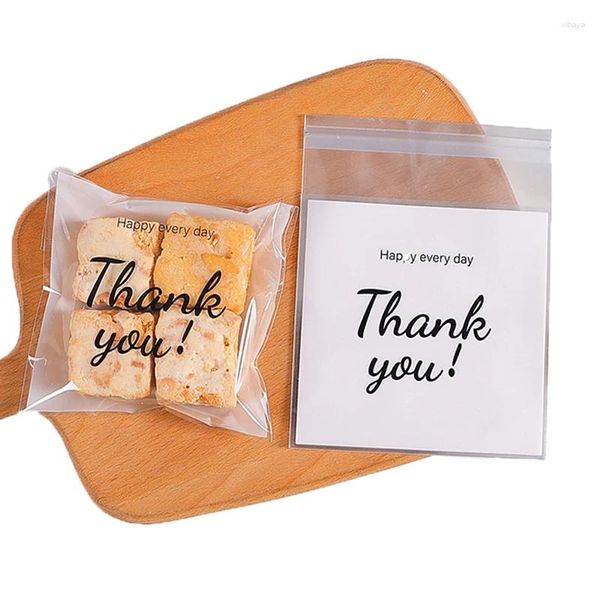 Ferramentas de panificação 100pcs Obrigado Bolsas Clear Self Adhesive Candy Cookie Bakery Postres de presente individuais para biscoitos doces