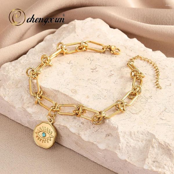 Ссылка браслетов Chengxun Blue Crystal Eye Bracelet Bracelet Casual Street Hip Hop Piercing Jewelry Gif