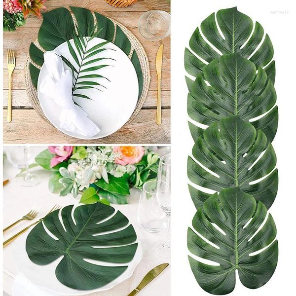 Dekorative Blumen 6pcs künstliche tropische Pflanzen Palmblätter für Dschungel Hawaii Beach Thema Party Geburtstag Hochzeitstisch Hausdekoration