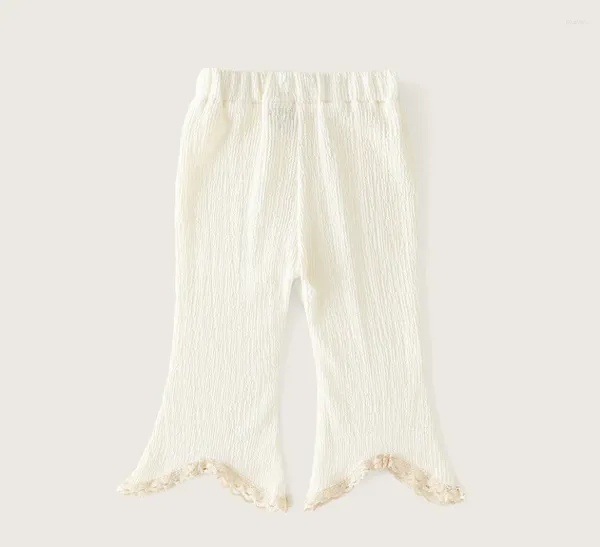 Calça calças calças largas meninas brancas casuais verão fino coreano 2024 simples moda cintura elástico Solid Childrens