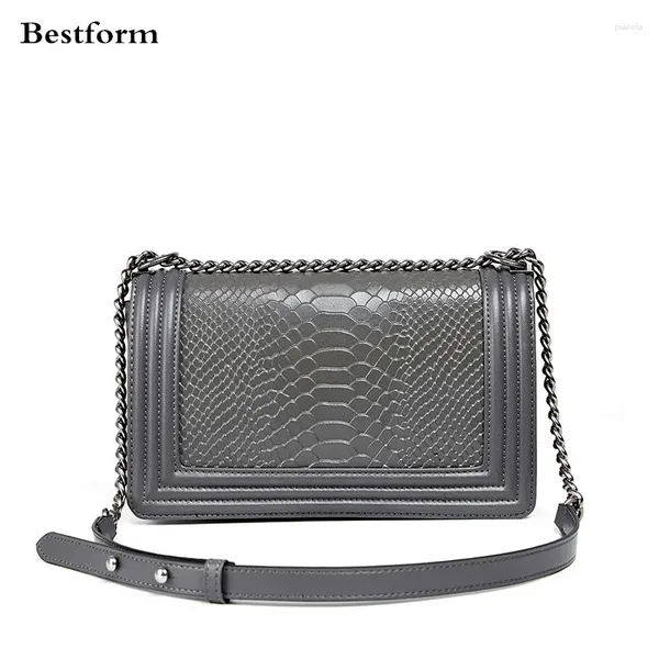 Bag Mode Frauen Leder Schulter Klassiker Retro Small Klappe Echtes Python Muster Lady Messenger Taschen