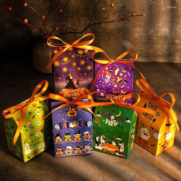 Wrap regalo 24pcs/set Halloween Box Cartoon Pumpkins Candy Boxes Cookie Packaging Paper Party Forniture Decorazione