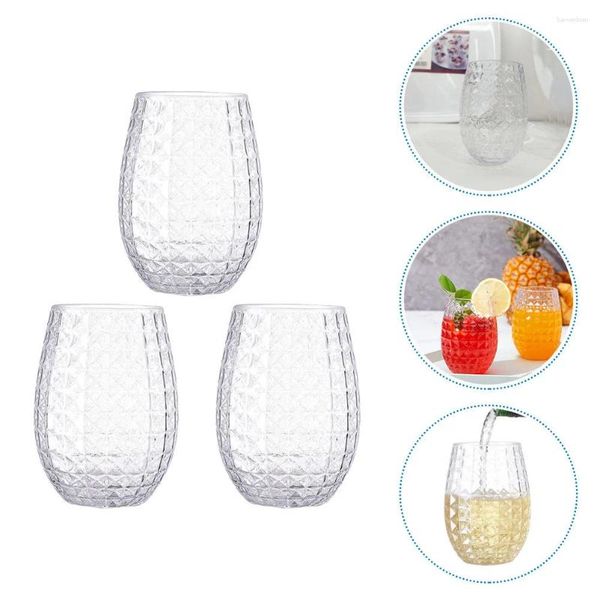 Copas descartáveis palhas 3 PCs Plástico reutilizável Havaí copos sem cais festas de casamento vermelho o cristal de estimação