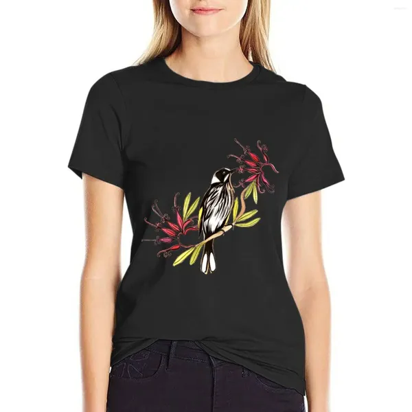 Kadın Polos Honeyeater Kuş Grevillea Çiçekleri T-Shirt Gömlekleri Grafik Tees Yaz Giysileri Kadınlar İçin Üstün Sıkı