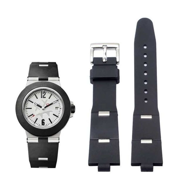 Watch Bands Black Black in gomma in gelo in gelo per cinturino con tacca 22x8 24x8mm dp42c14svdgmt maschile e catena femminile Q240510