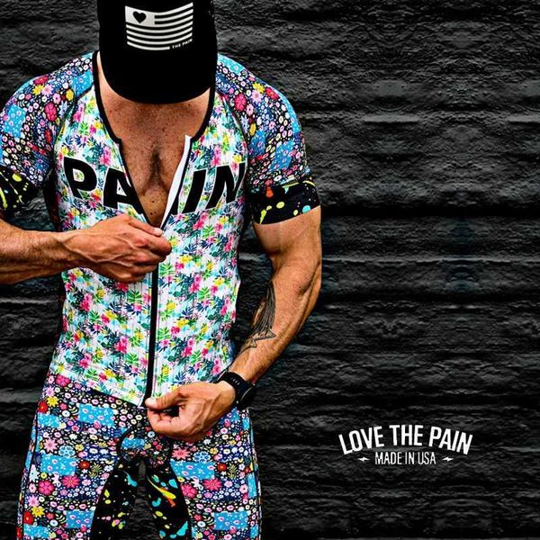 Tops Tops Tees Love the Pain Man Cycling Skinsuit Triathlon Set Summer Short Bicycle Jersey MTB ROPA CICLSIMO Q240511