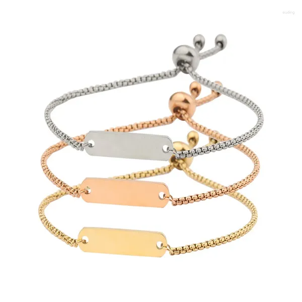 Braccialetti di fascino 10 pezzi da 5 22 mm Acciaio inossidabile lucido per donne per donne Accessori per la moda con incisione laser regolabili