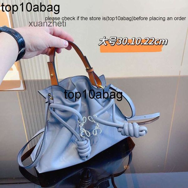 Loewebag Bag Plisse Draw String Outlet Fashion Cowide Tote Designer Tasche Frühes Hände Kapazität Blätterer Weizen Loewcbag Spring Pendler Mädchen Flamenco Ywia