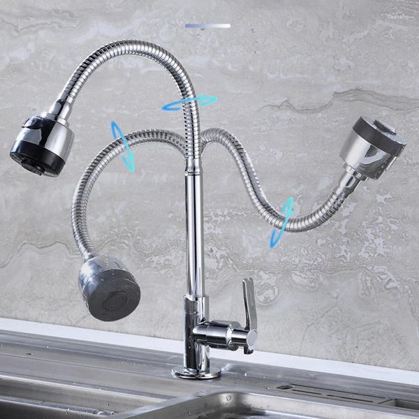 Rubinetti da cucina Finitura salutata Nickle rubinetto Nickle Hold Tun a parete Montato Acqua Tap per Kicthen Mixer Universal Head