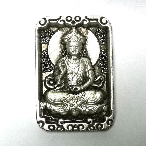 Figurine decorative Yizhu Cultuer arte raccolta Cina intagliata intagliata Buddha Avalokitesvara Statue Amulet Necklace Ornament Gift