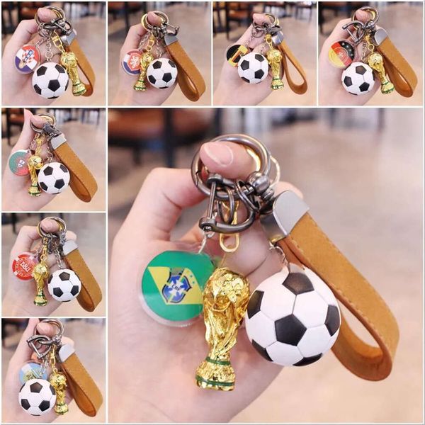 Keychain 2022 R World Cup Cup Coppa di souvenir Flag Event Event Regalo calcio Penderant Unisex