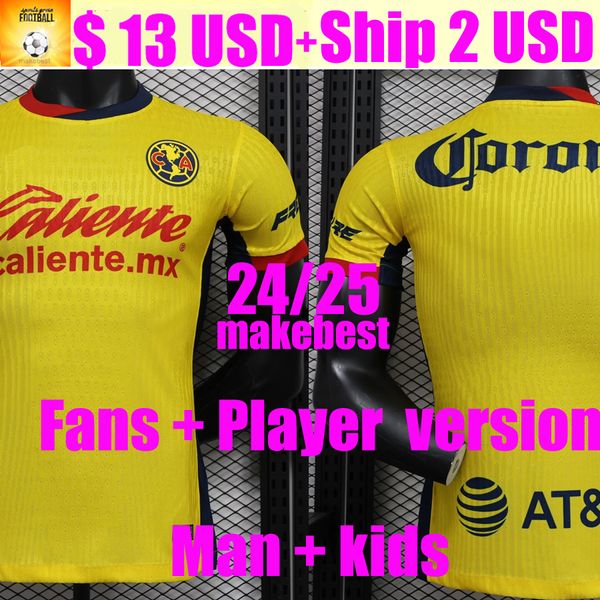 Liga Mx Club America Home Away Soccer Jerseys 24 25 Генри Р.Мартинес Д. Валдес Г.Очоа Фидалго фанаты версия игрока Mailot Men Child