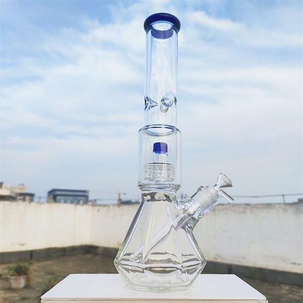 16 inç başlık cam bong ağır kalın 9mm çok renkli beher bager bong buz yakalayıcı lastik filtre nargile cam bong dab teçhizat geri dönüştürücü su bongs 14mm ABD deposu