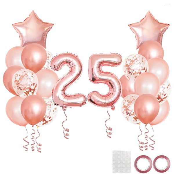 Parti dekorasyonu 25pcs gül altın karışık balonlar 25. 52. doğum günü dekorasyonları 25 52 yaşında kadın dekor yıldönümü