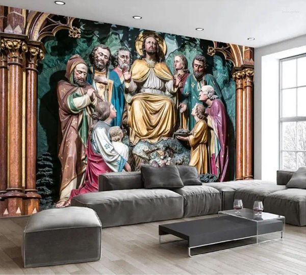 Papéis de parede personalizados estilo europeu Mural PO Wallpaper para paredes 3 D Church 2024