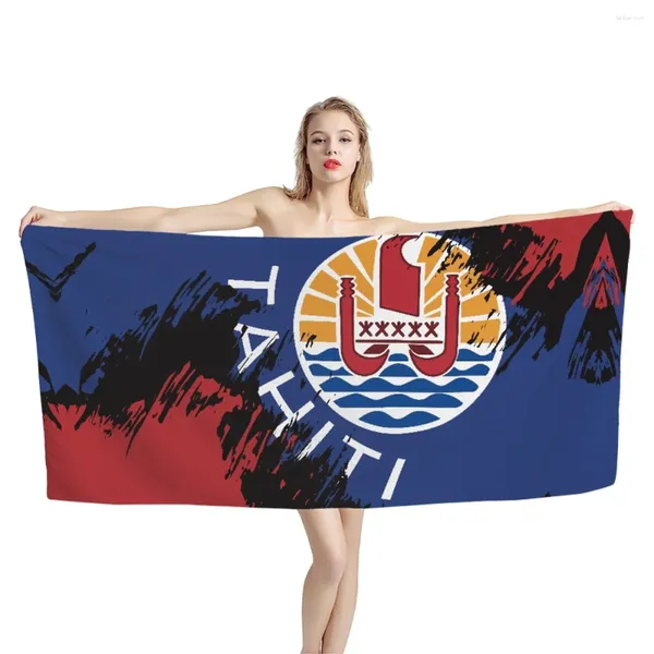 Полотенце Toaddmos tahiti флаг печать мягкая высококачественная полинезийская стиль абсорбирующая пляжная ванная комната 2024