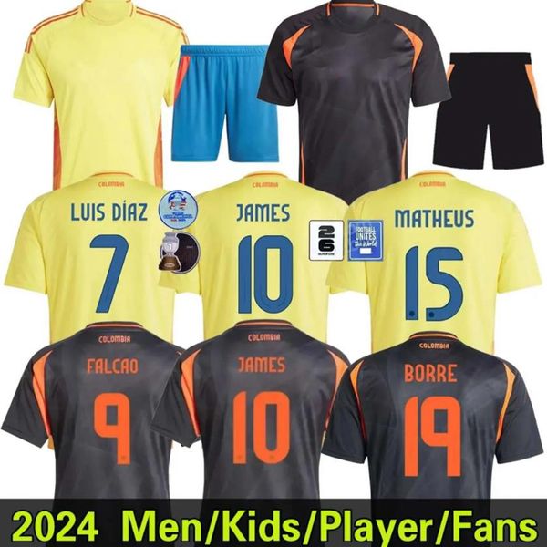 24/25 Kolumbien James Soccer Trikots Kids Kit 2025 Columbia National Team Football Shirt Home Away Set Camisetas 2024 Copa America D. Valoyes Arango C. Chucho Cuadrado