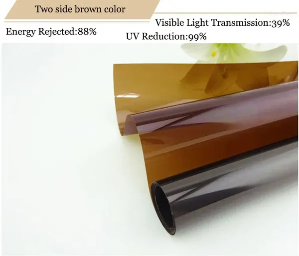 Fensteraufkleber Wärmedämmung Film Raamfolie Solar Reflektierende braune Tee -Farbe Zwei -Seitenspiegel