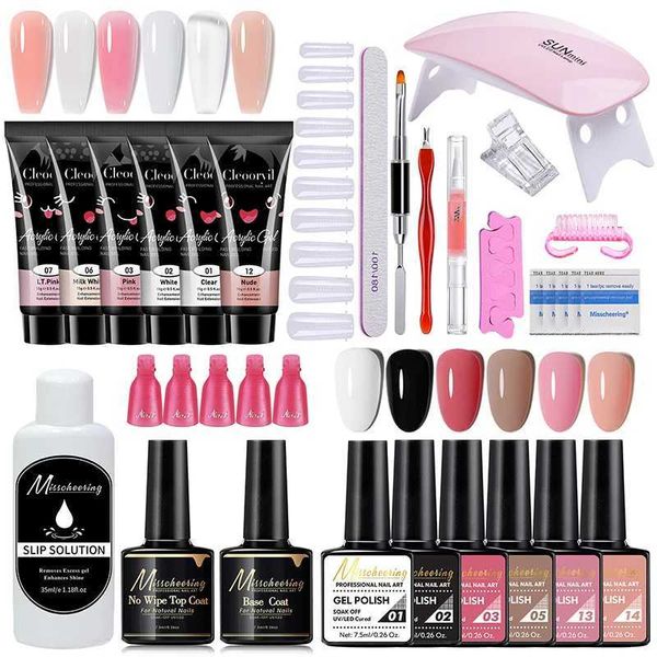 Kit de pregos de acrílico em gel de unhas de unhas com lâmpada de lâmpada LED de 6W Dryersemi Gel Setnish Set para Manicure T240510