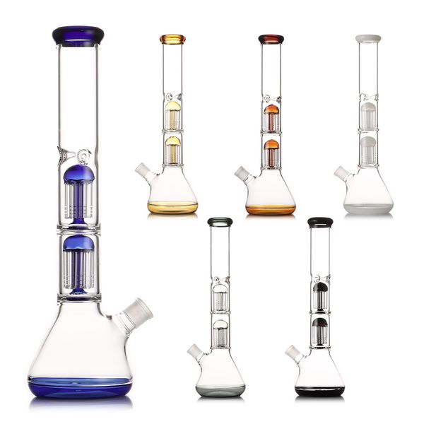 16 Zoll beruhigen Glas Bong schwer dicke Multi -Farbe 2 Schichten Jellyfischfilter Shisha Glass Bong Dabber Rig Recycler Becher Ice Catcher Wasser Bongs 14mm US -Lagerhaus