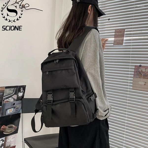 Rucksack Scione Black Rucksacks Student Großgröße Männer School Taschen Mode Casual Women Reisen Computer Rucksäcke K437