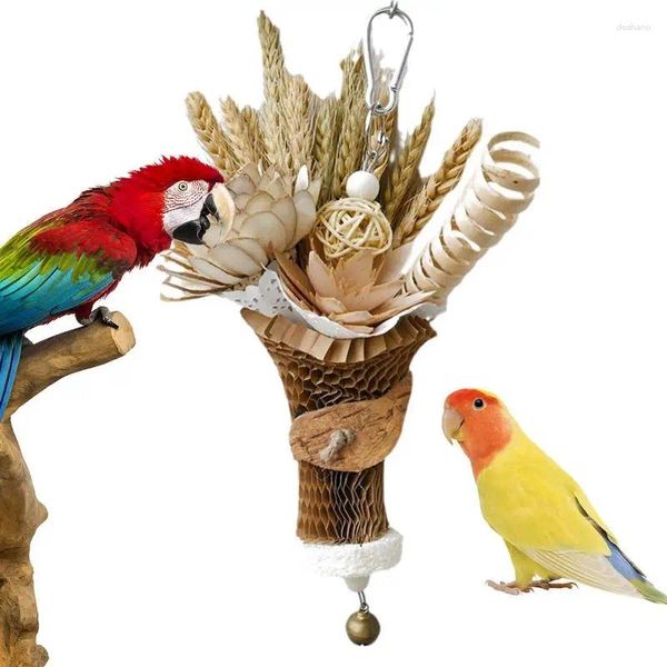 Andere Vogelversorgungen Papageienspielzeug Weizenohrbouquet Design Conure Toy Spaß Kaut Kauen große Kauen -Accessoire Käfig Hang