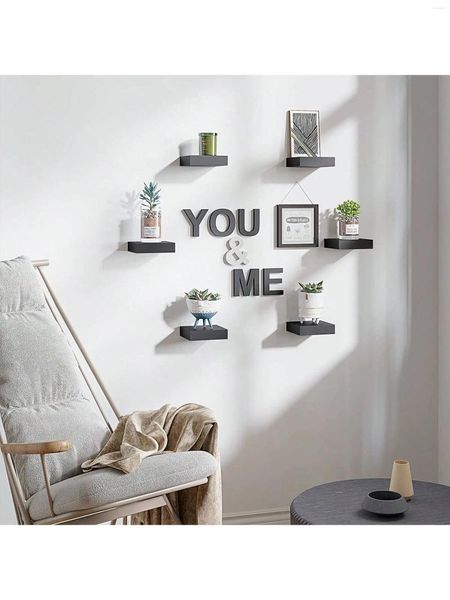 Placas decorativas 1 PC Quadrado Prateleira de parede Flutuante Prateleiras pequenas com suportes de montagem invisíveis para decoração de sala de estar Decoração em casa Presente