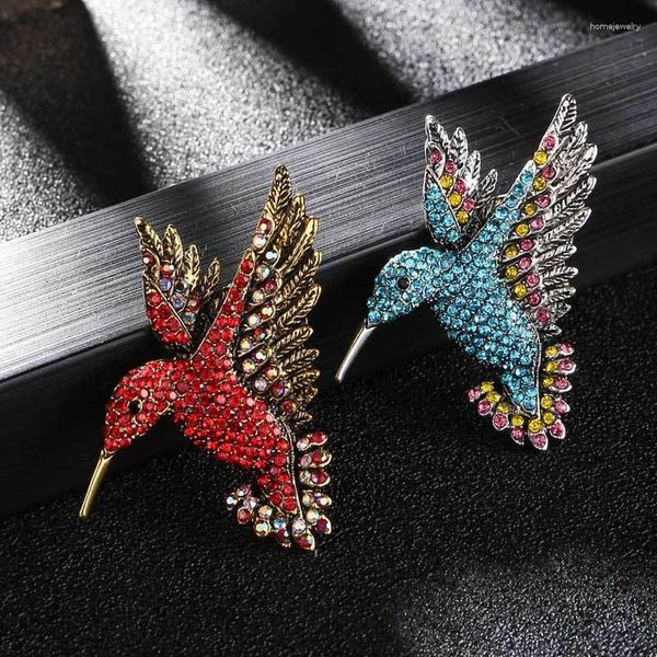 Broschen buntes Strassstrauch Hummingbird Brosche Tier für Frauen Korea Fashion Corsage BESTING Vintage Pins Geschenk