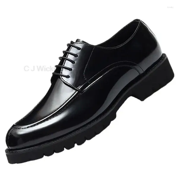 Elbise ayakkabıları el yapımı erkekler gerçek deri kalın sole oxford siyah kahverengi dantel up lüks brogue düğün partisi erkekler için resmi