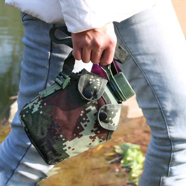 Bottiglie d'acqua bottiglia jug in lega in alluminio camuflage kettlegrip sopravvivenza mensa