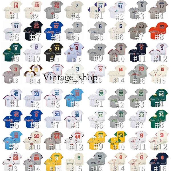 VIN EAPDICA MAGLIA DI BASEBALL VINTAGE KEN GRIFFEY JR BO Jackson Randy Johnson Jackie Robinson Fernando Valenzuela Nolan Ryan Tony Gwynn Chipper