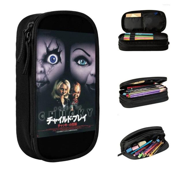 Childs Play Chucky Pencil Case Horror Movie Halloween Pencite Pennello per studente La cancelleria per uffici di grande capacità