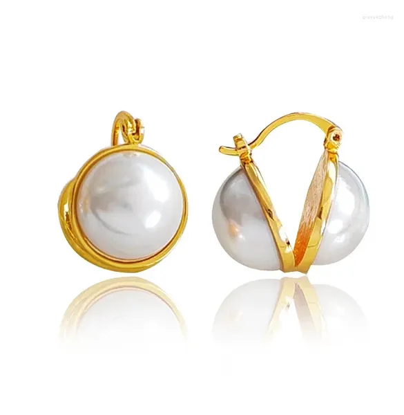 Brincos Dangle Fashion Double Face Pearl Brincho