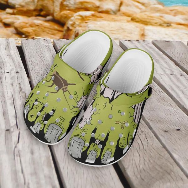 Slippers elviswords sapatos de luxo para mulheres esportes zumbi dedos impressão 3D Unissex Indoor Sandals Hole Hole Casual Casual Flip Flip