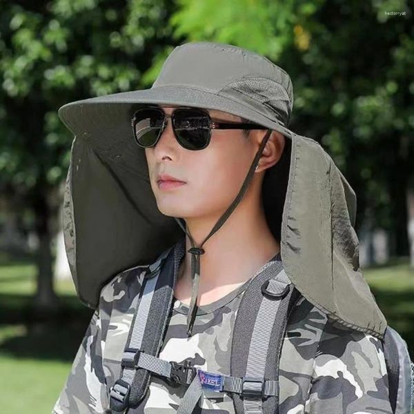 Berretti 360 gradi Protezione Sun Hat Sun dalla crema solare e ombreggiatura Anti-UV Agricultural Work Maschera viso rimovibile larga