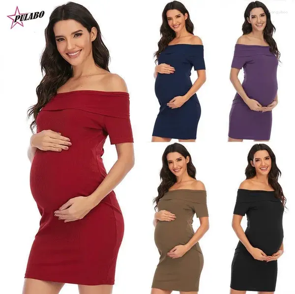 Lässige Kleider Pulabo Frühling Herbst Winter Schwangere Frauen Langarm Bodycon Pullover Kleid Mutter Heimkleidung Mutterschaft