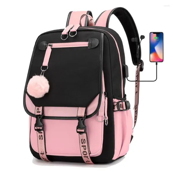 Backpack Boys Girls Kids School Book Taschen Frauen USB Beutel Teenager Leinwand Laptop Reisestudent