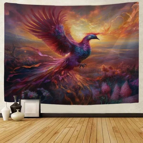 Arazzi Fantasy Phoenix Arazzo Flame Bird Animal Decorazione per la casa Hanging Cloth Studio Dormitory