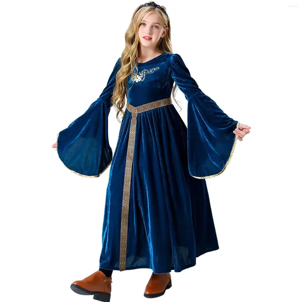 Девушка одевается детские девочки Хэллоуин Красивое косплей сцена сцены Корт Корт Средневековая одежда для вечеринки длинные размеры 6