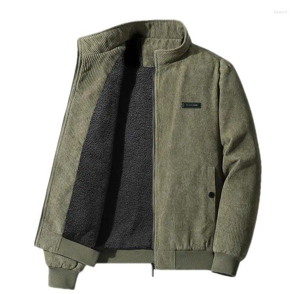 Herrenjacken 2024 Herumnwinter Männer Winter Fleece warme dicke Jacke Werkzeug Casual Outdoor Mantel Feste Farbe Militär Cord Cord