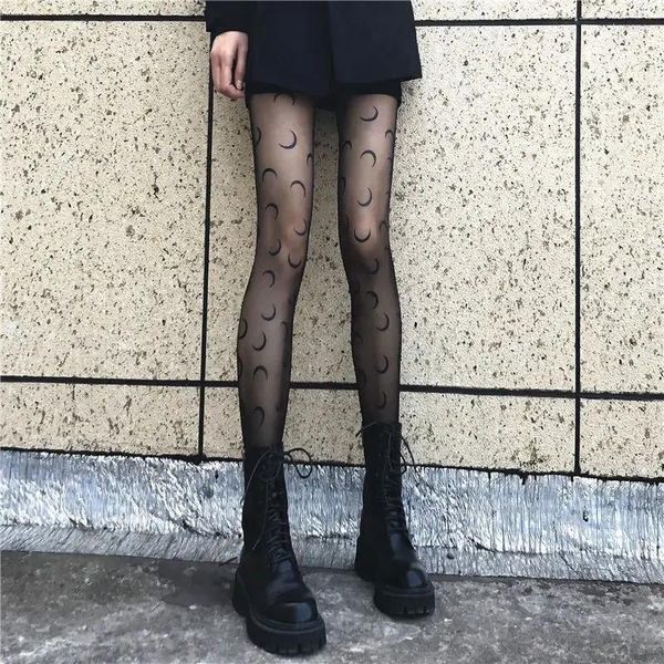 Donne calzini Moon Black Ganper Stockings Female Influencer online Ins Trendy Long Spring e Silk anti-snaging autunnale